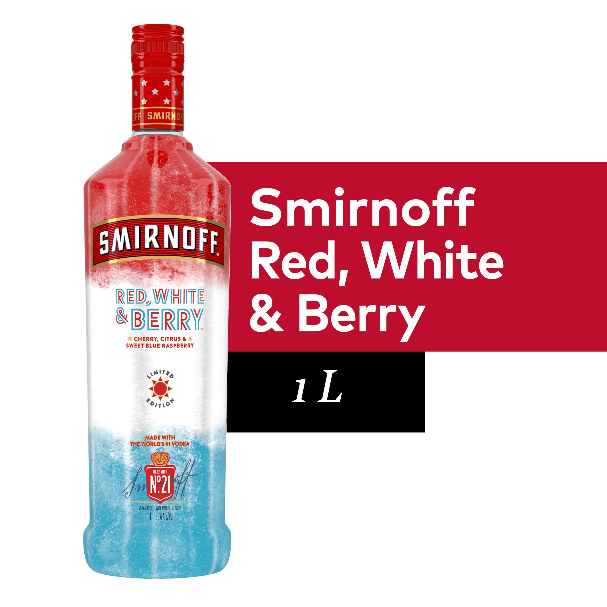 Smirnoff Red, White & Berry 60 Proof (Vodka Infused with Natural Flavors) - 1 L Bottle