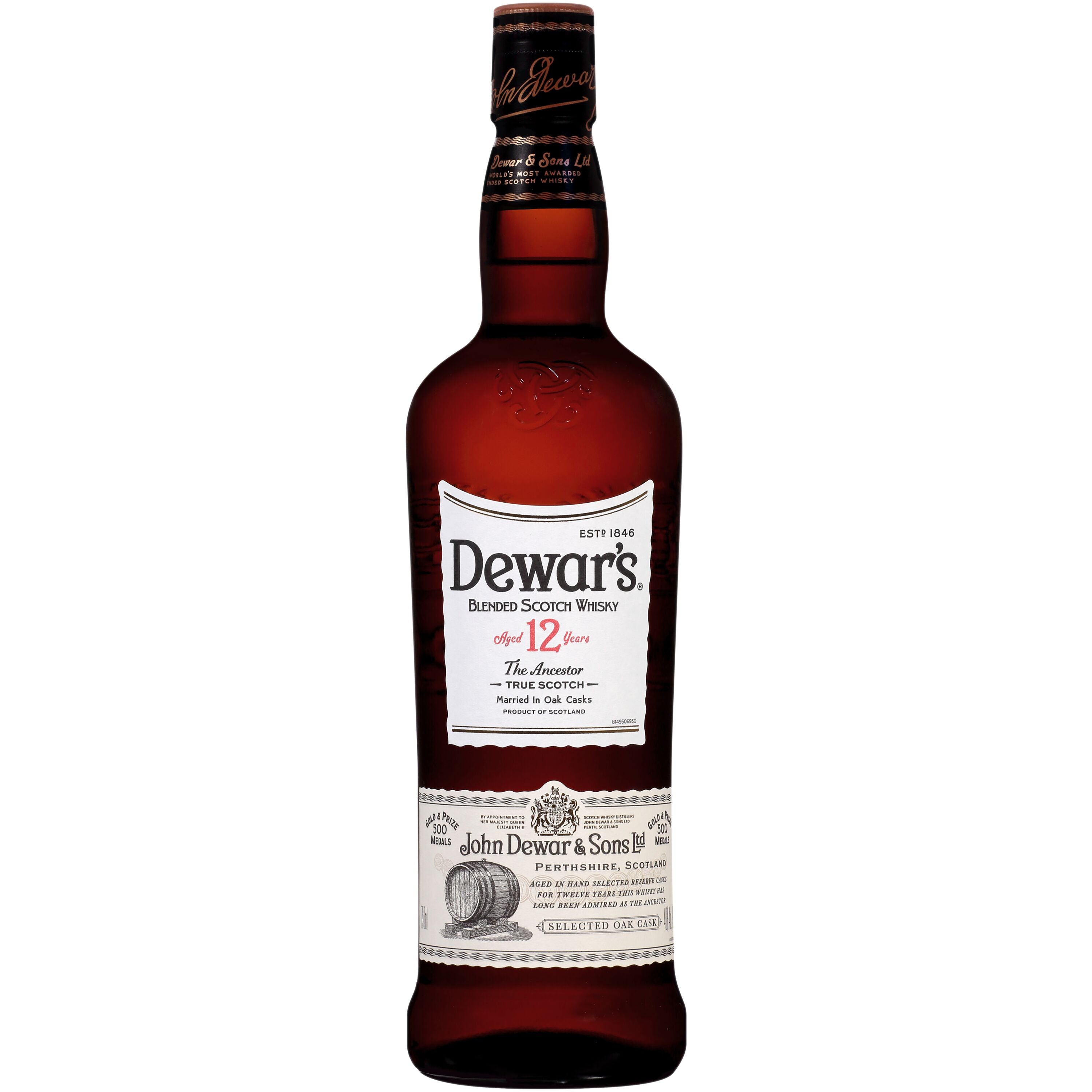 Dewar's 12 Year Old Blended Scotch Whisky, 750 mL